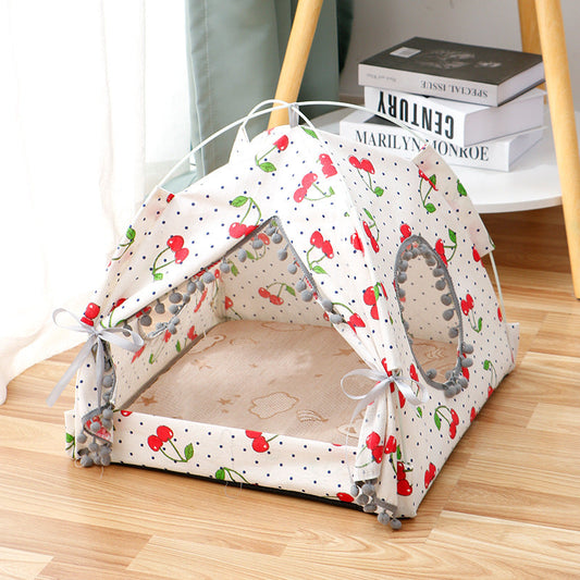 Luxury Cat Tent Bed | Enclosed Pet Bed House for Cats & Small Dogs | Cozy Indoor Pet Teepee Shelter CJ