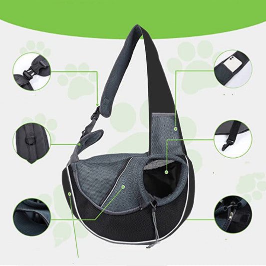 Portable Pet Sling Carrier | Breathable Crossbody Dog & Cat Carrier Bag for Small Pets (Up to 10kg) CJ