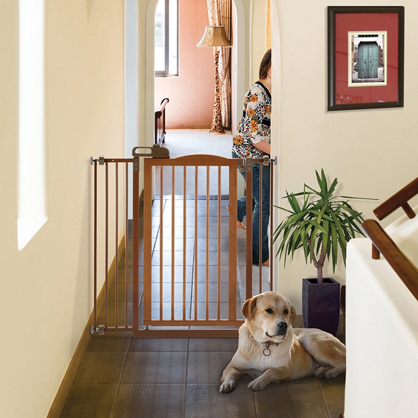 Tall One-Touch Gate II in Brown Richell