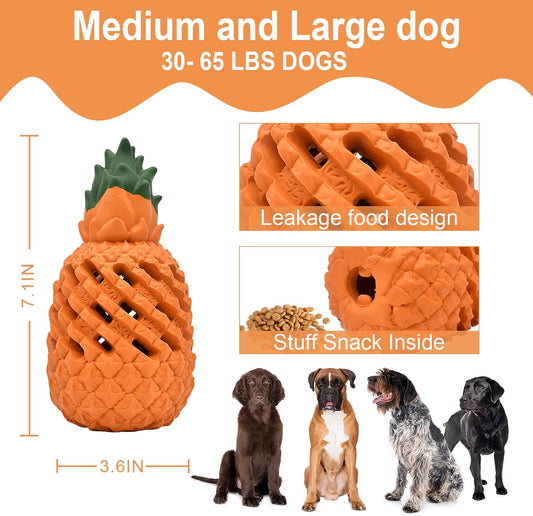 Pineapple Dog Chew Toy for Aggressive Chewers – Durable Natural Rubber Treat-Dispensing Toy CJ