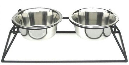 Pyramid Elevated Double Dog Feeder - Medium/White PetsStop