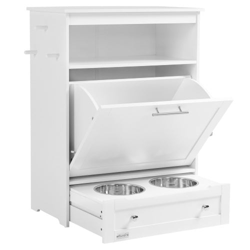 Pet Feeder Station Cabinet with Storage – Raised Dog Bowl Furniture and Food Storage Organizer CJ