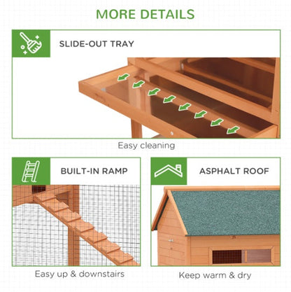 Extra Large Wooden Chicken Coop with Run and Nesting Boxes | Outdoor Backyard Hen House CJ