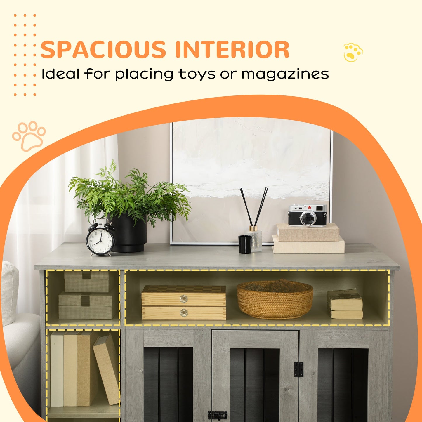 Dog Crate Furniture with Storage – Modern Wooden Dog Kennel End Table CJ