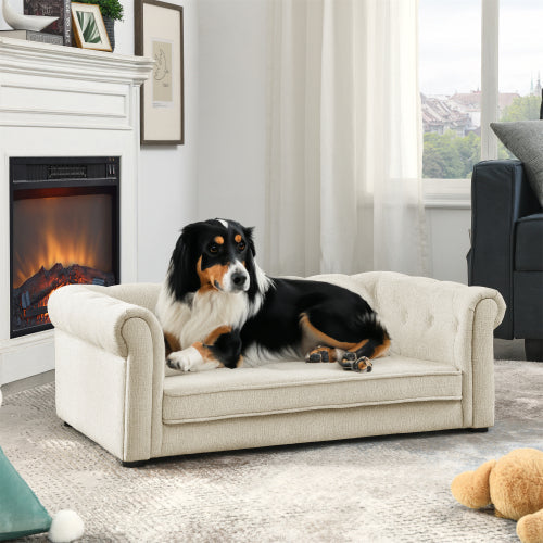 Elegant Rectangular Dog Sofa Bed – Raised Pet Couch for Medium & Large Dogs CJ