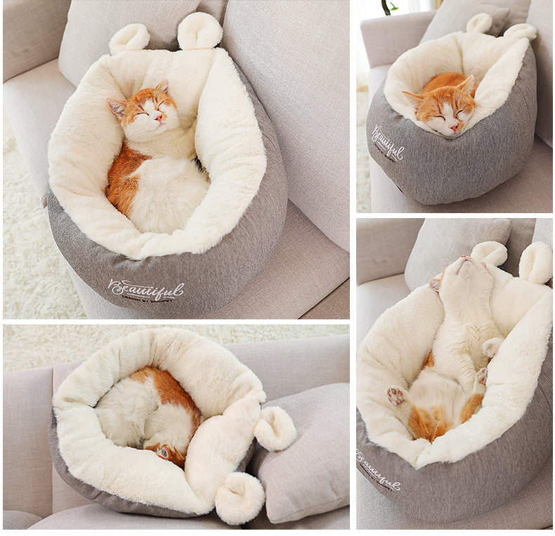 Luxury Calming Pet Bed for Dogs & Cats | Ultra-Soft Plush Donut Bed with Supportive Bolster CJ