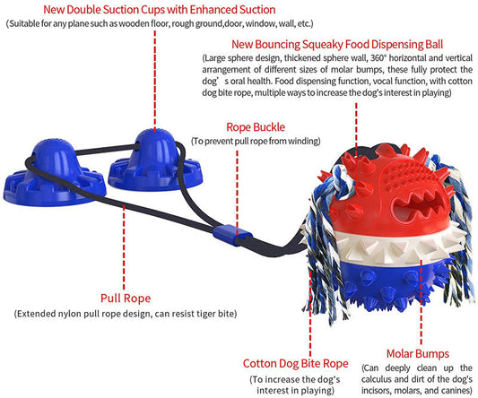 Aggressive Chew Dog Toy with Suction Cup – Indestructible Interactive Dog Toy for Large Dogs CJ