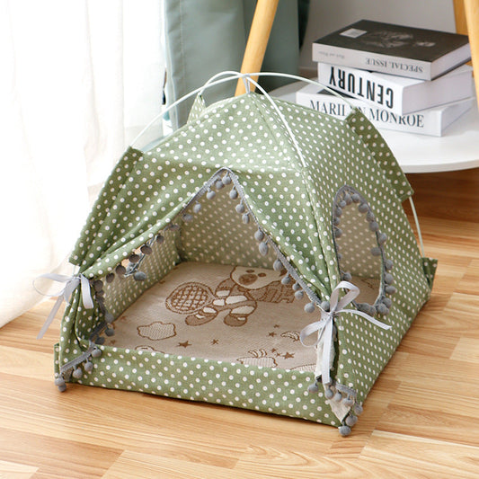 Luxury Cat Tent Bed | Enclosed Pet Bed House for Cats & Small Dogs | Cozy Indoor Pet Teepee Shelter CJ