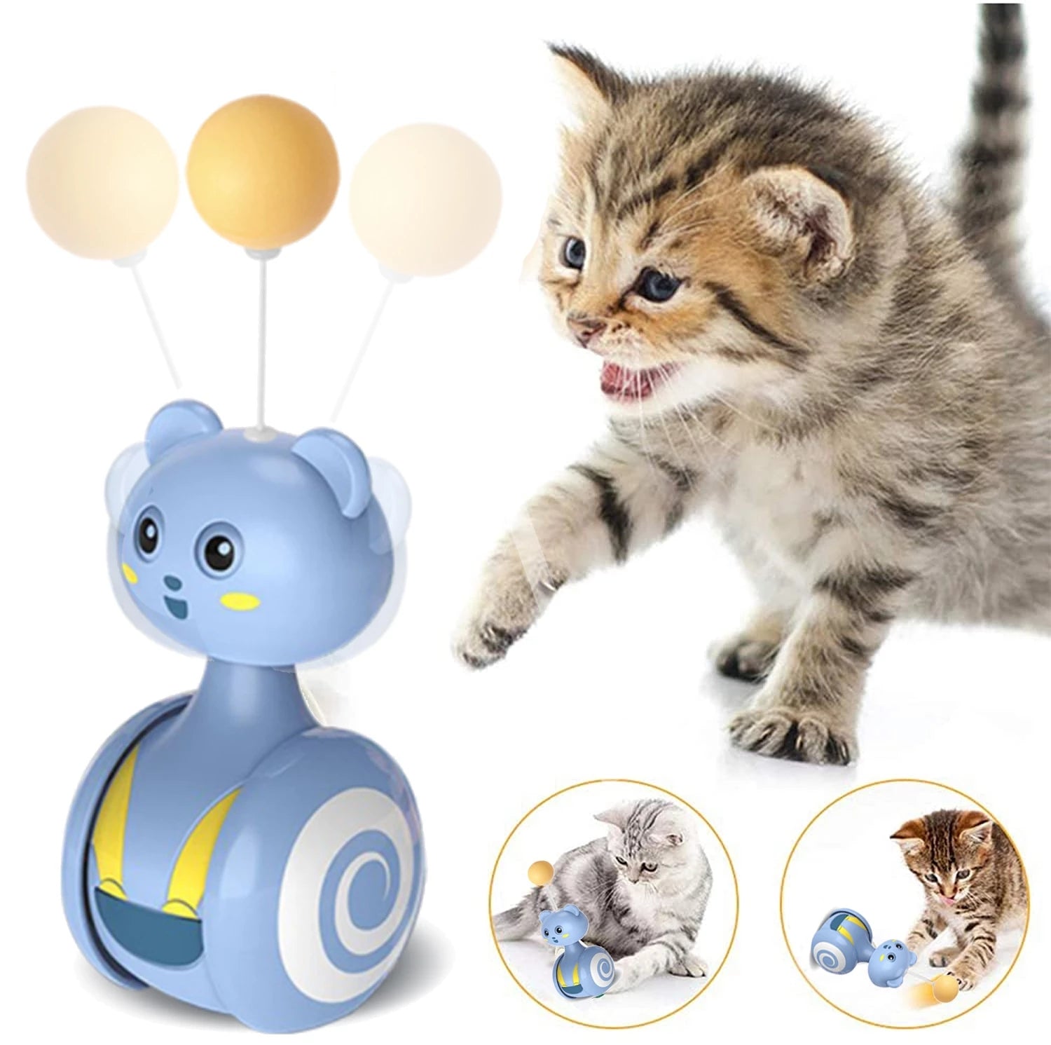 Interactive Cat Toy Feather Tumbler Toy Cat Toy that Moves on Its Own – Self-Moving Cat Toy CJ