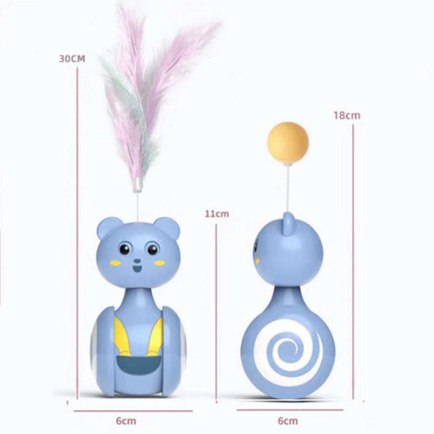 Interactive Cat Toy Feather Tumbler Toy Cat Toy that Moves on Its Own – Self-Moving Cat Toy CJ