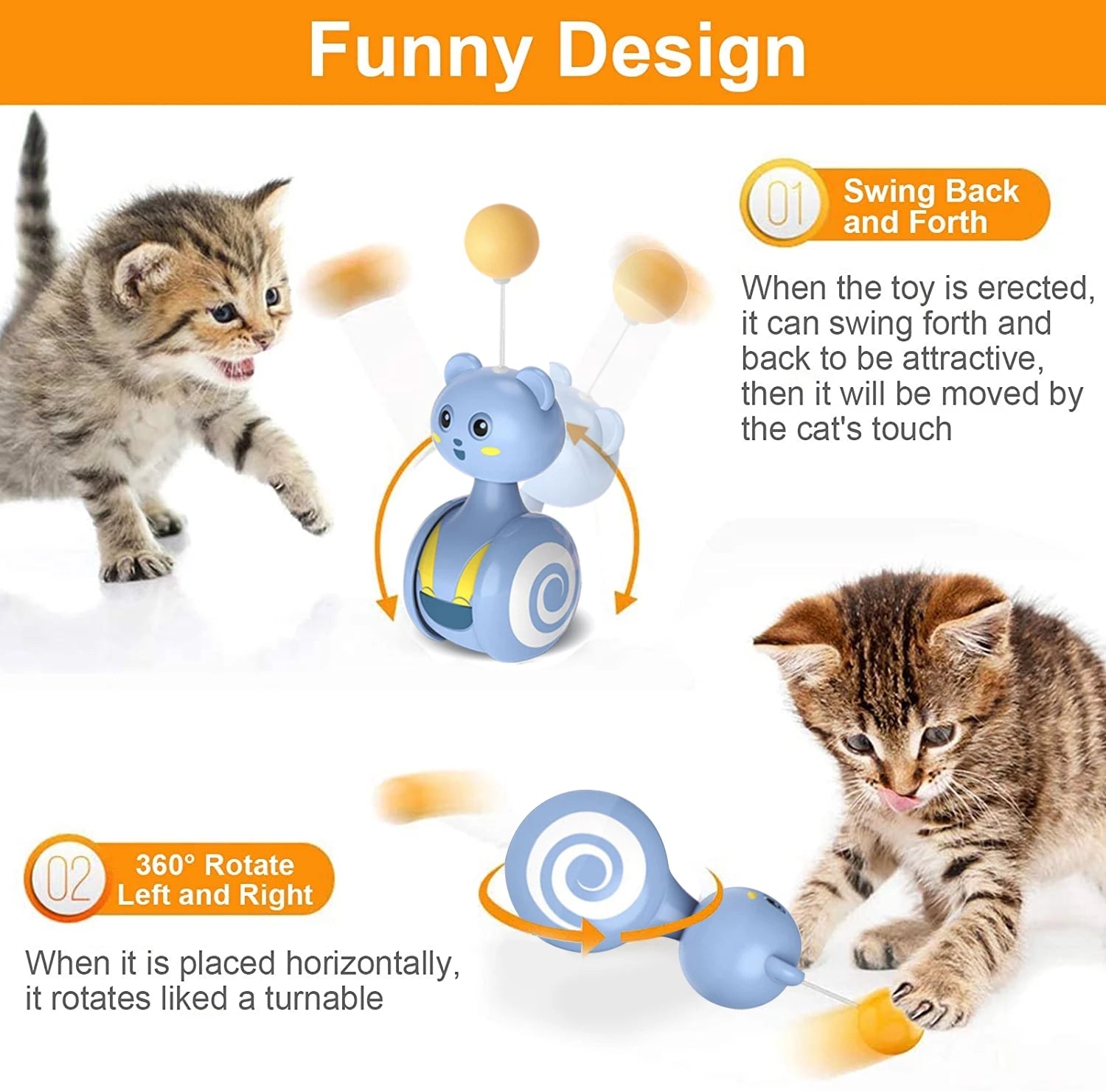 Interactive Cat Toy Feather Tumbler Toy Cat Toy that Moves on Its Own – Self-Moving Cat Toy CJ