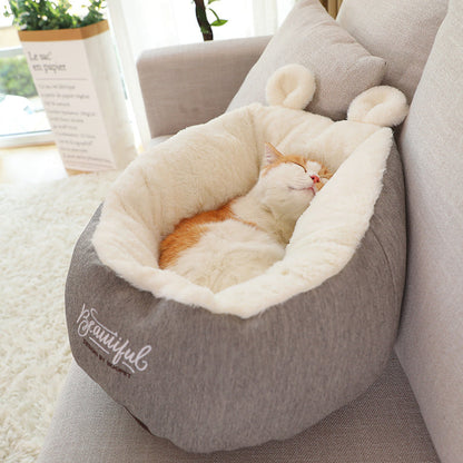 Luxury Calming Pet Bed for Dogs & Cats | Ultra-Soft Plush Donut Bed with Supportive Bolster CJ