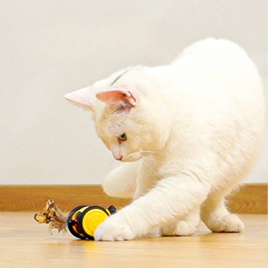 Electric Cat Car Toy – Self-Moving Cat Toy Bee with Feather Teaser CJ
