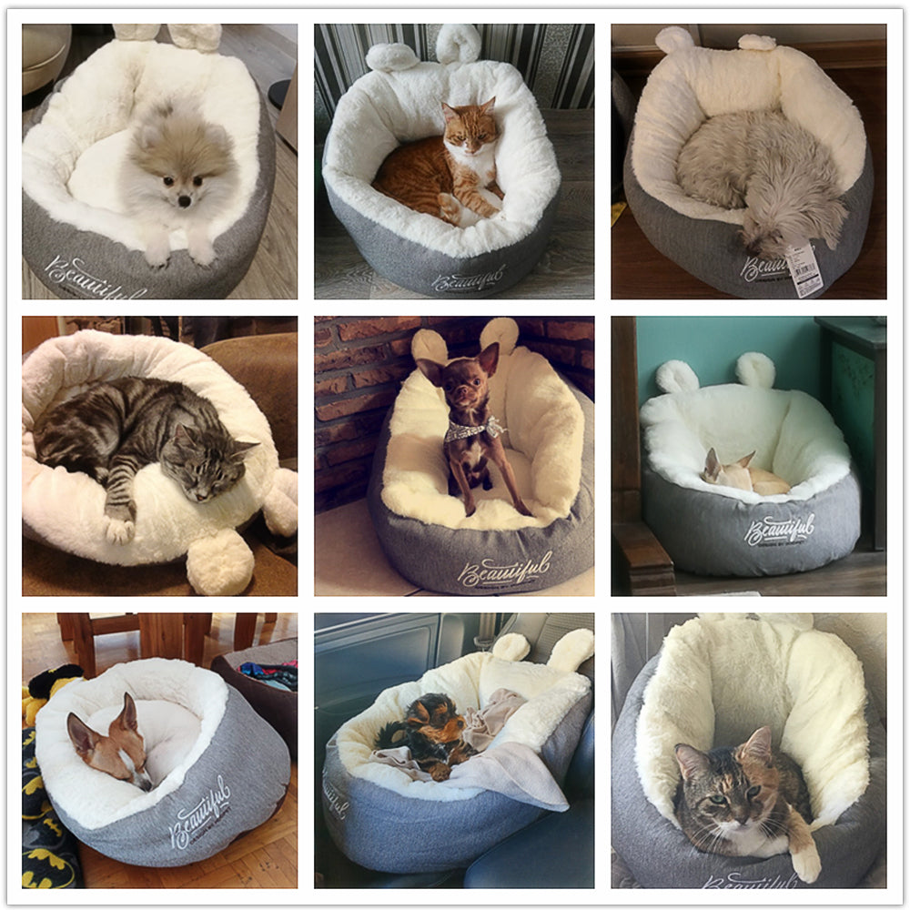 Luxury Calming Pet Bed for Dogs & Cats | Ultra-Soft Plush Donut Bed with Supportive Bolster CJ