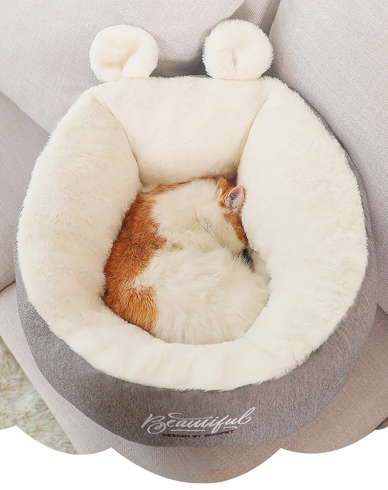 Luxury Calming Pet Bed for Dogs & Cats | Ultra-Soft Plush Donut Bed with Supportive Bolster CJ