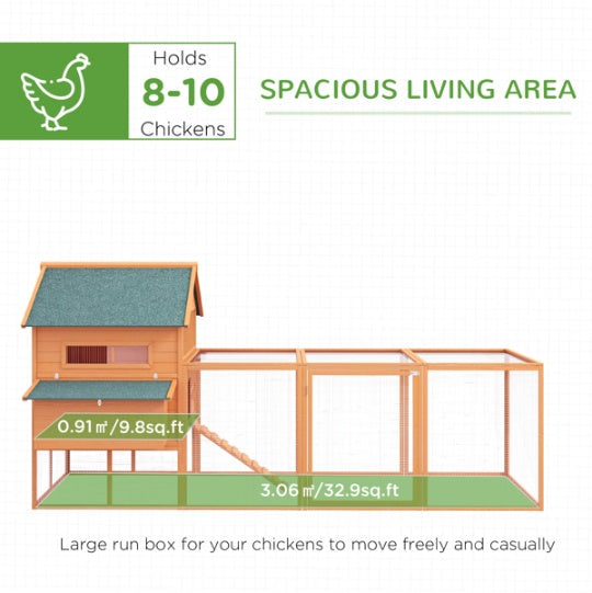 Extra Large Wooden Chicken Coop with Run and Nesting Boxes | Outdoor Backyard Hen House CJ