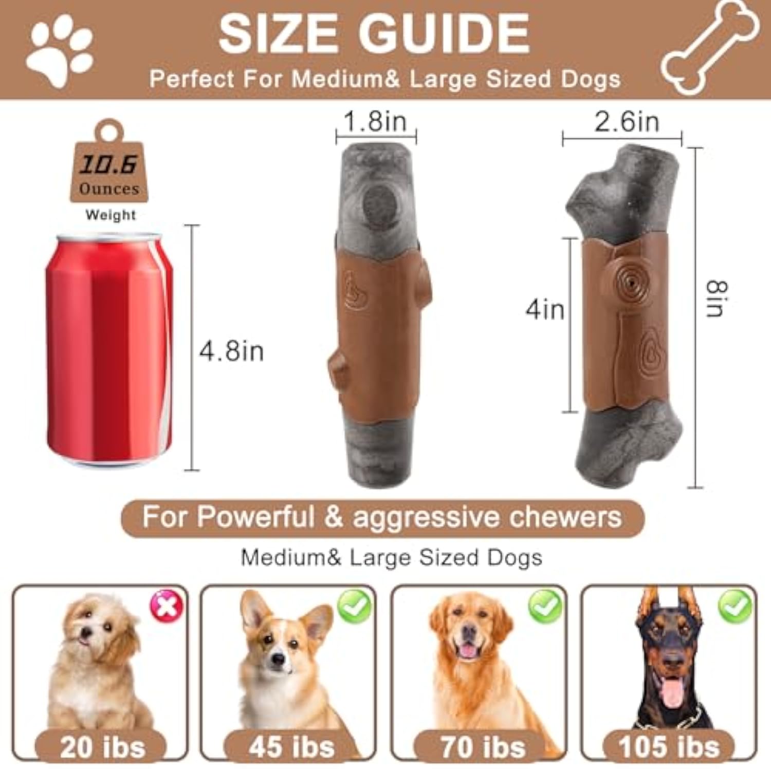 Tough Dog Toy for Aggressive Chewers – Indestructible Nylon Chew Toy with Bacon Flavor CJ