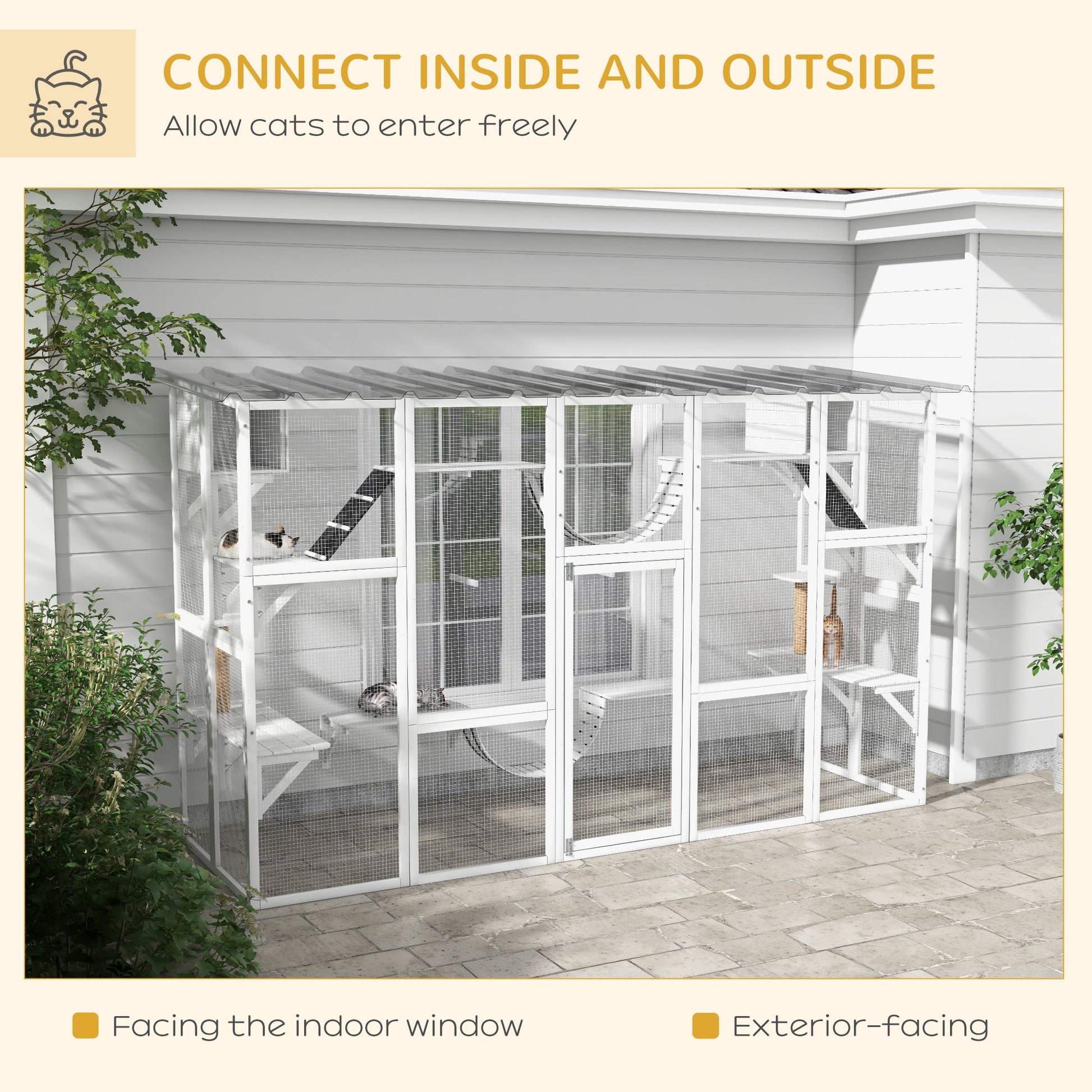 Large Cat Window Box Catio with Shelves and Bridges – Outdoor Cat Enclosure for Multiple Cats CJ