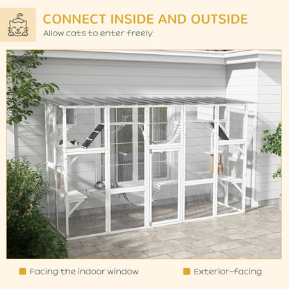 Large Cat Window Box Catio with Shelves and Bridges – Outdoor Cat Enclosure for Multiple Cats CJ