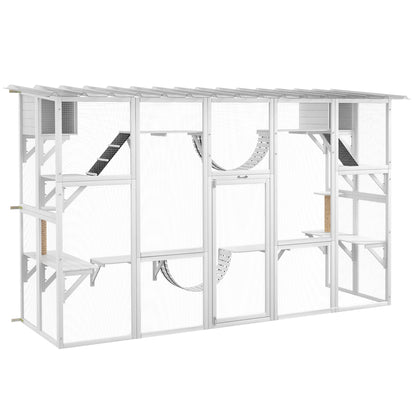 Large Cat Window Box Catio with Shelves and Bridges – Outdoor Cat Enclosure for Multiple Cats CJ