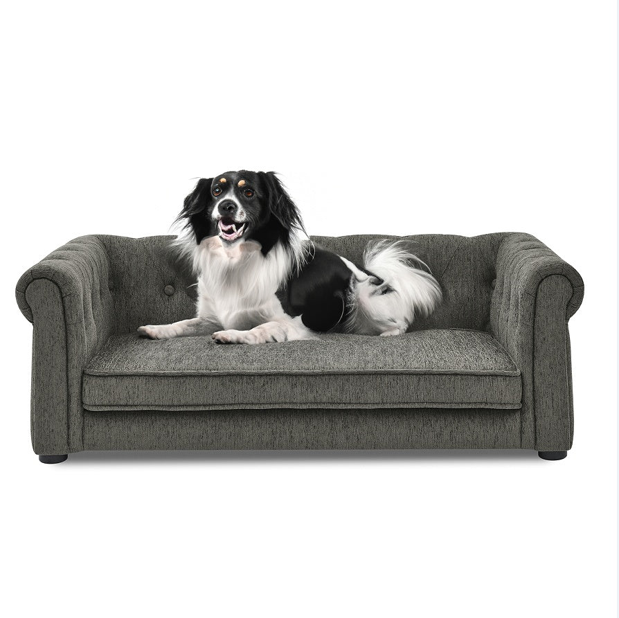 Dark Gray Rectangular Dog Sofa – Raised Large Dog Pet Couch CJ