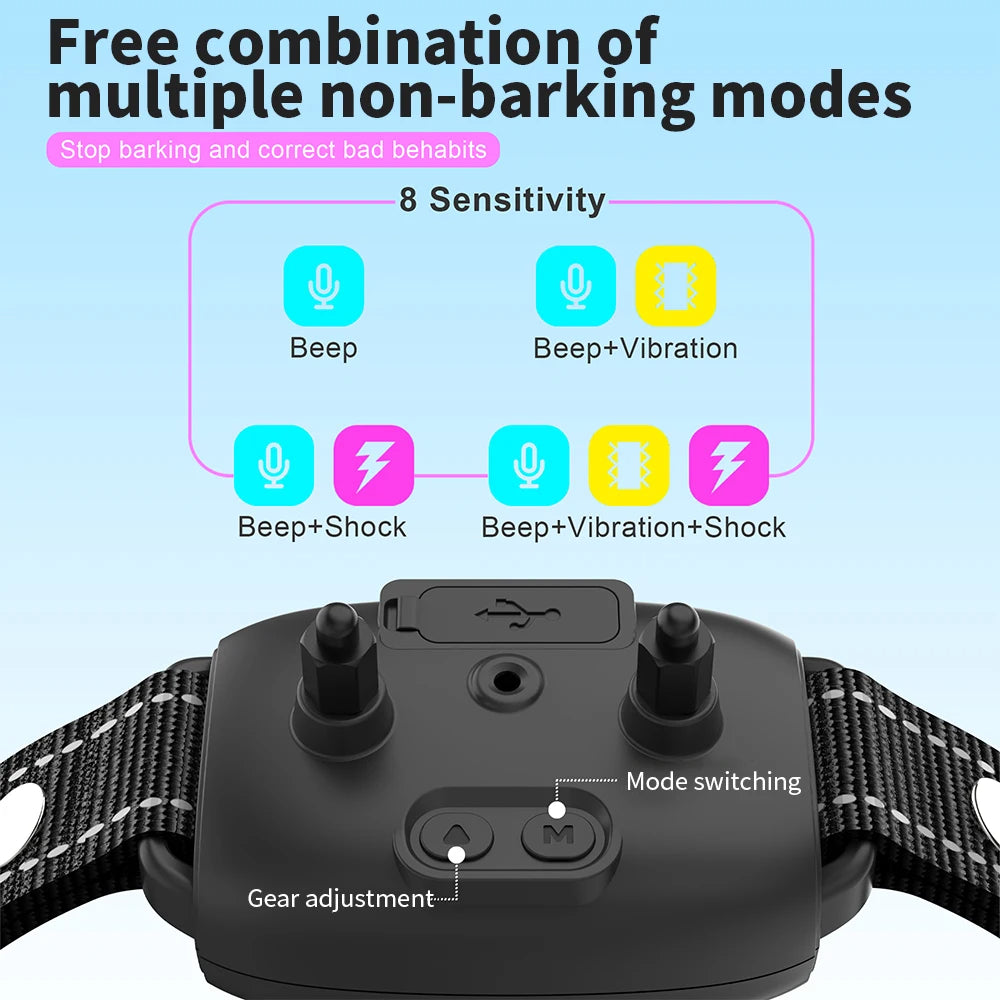 Smart Anti Bark Dog Collar – Rechargeable Bark Control with AI Detection and Waterproof Design CJ