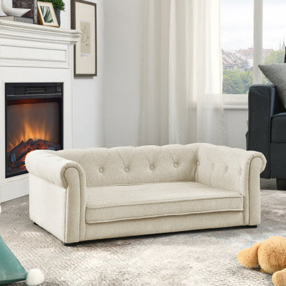 Elegant Rectangular Dog Sofa Bed – Raised Pet Couch for Medium & Large Dogs CJ