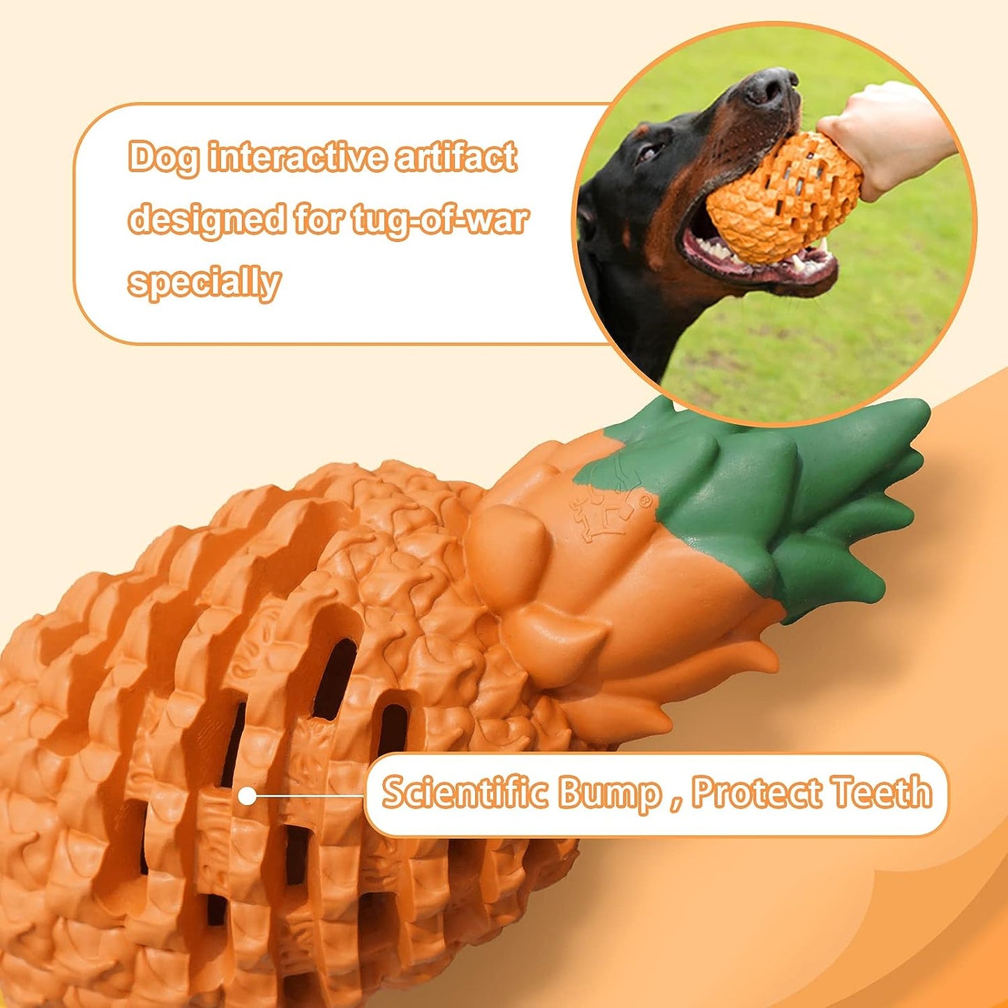 Pineapple Dog Chew Toy for Aggressive Chewers – Durable Natural Rubber Treat-Dispensing Toy CJ