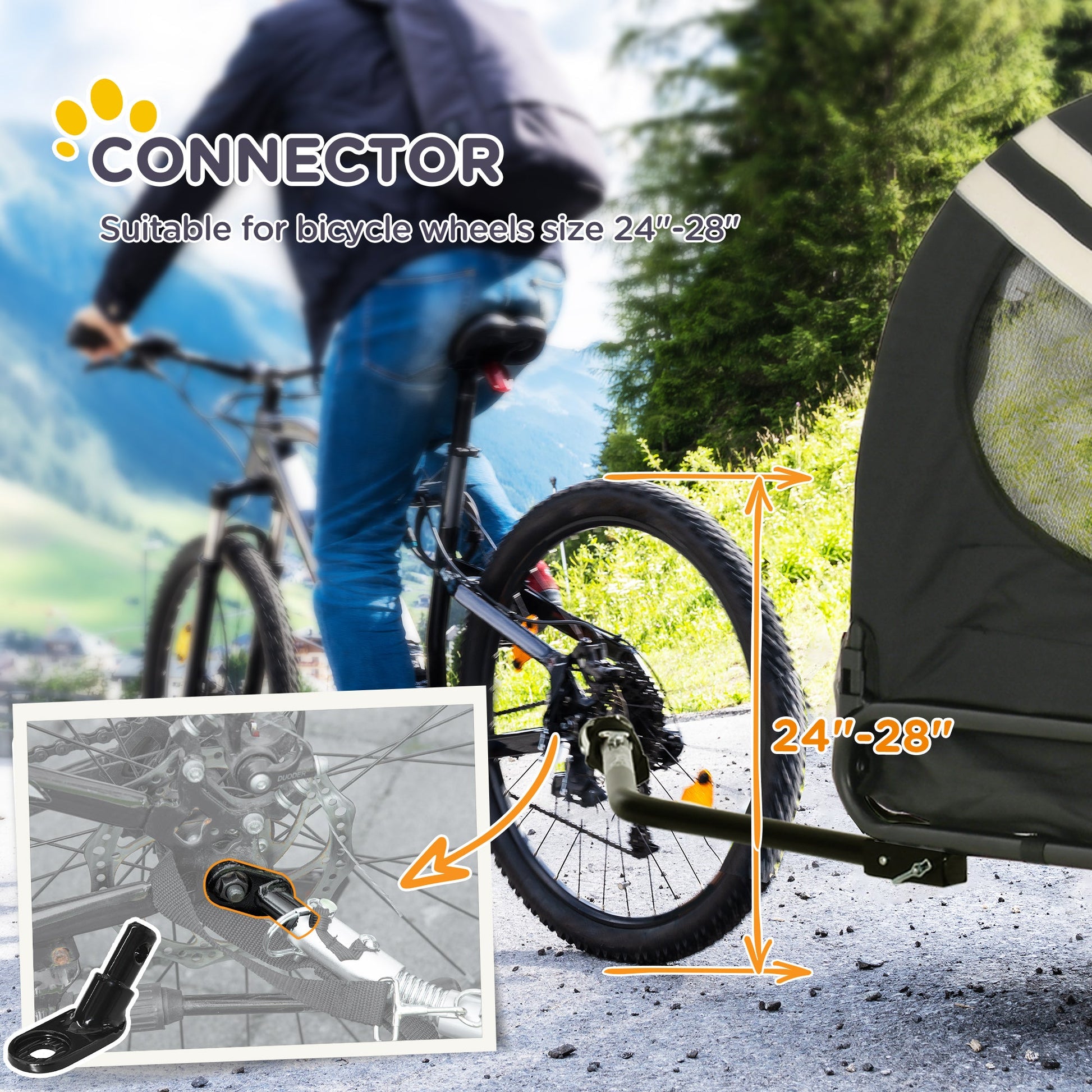 2-in-1 Pet Bike Trailer and Small Dog Stroller – Small Dog Bicycle Carrier with Safety Flag and Weather Protection CJ