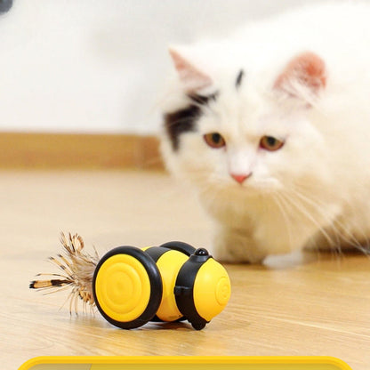 Electric Cat Car Toy – Self-Moving Cat Toy Bee with Feather Teaser CJ