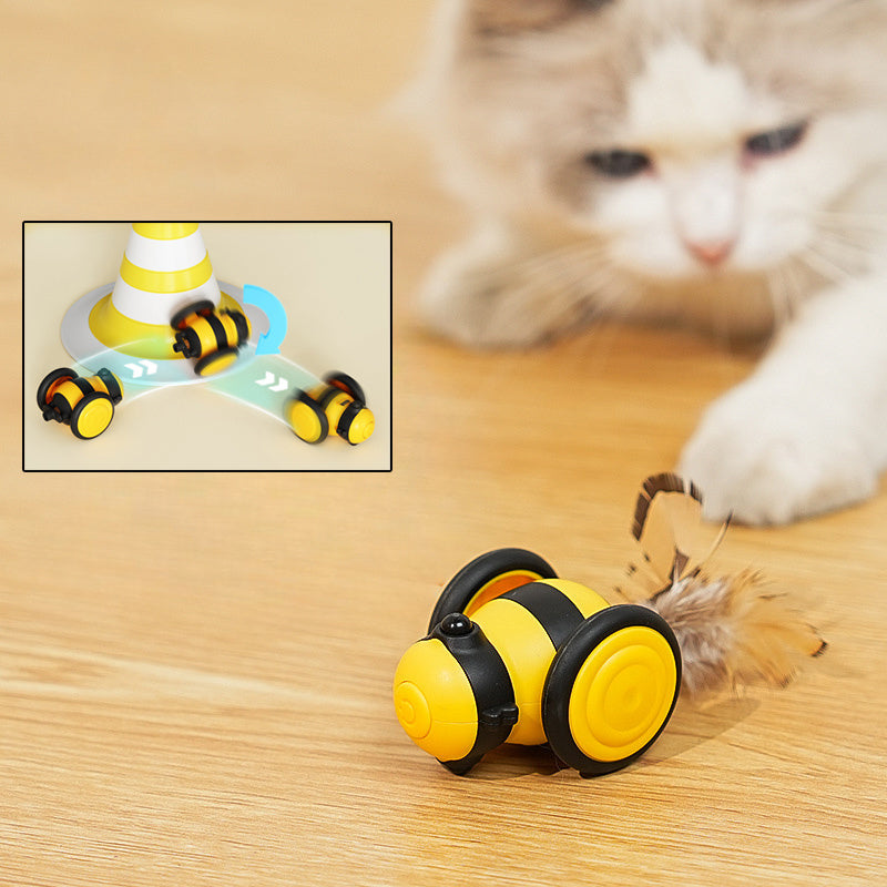 Electric Cat Car Toy – Self-Moving Cat Toy Bee with Feather Teaser CJ