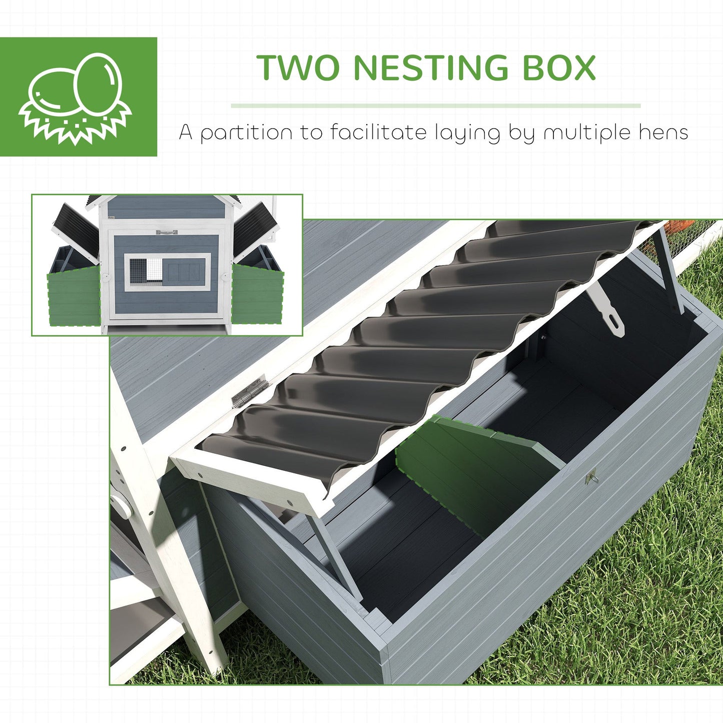Extra Large Wooden Chicken Coop with Run and 2 Nesting Boxes | Outdoor Backyard Hen House with Waterproof Roof CJ