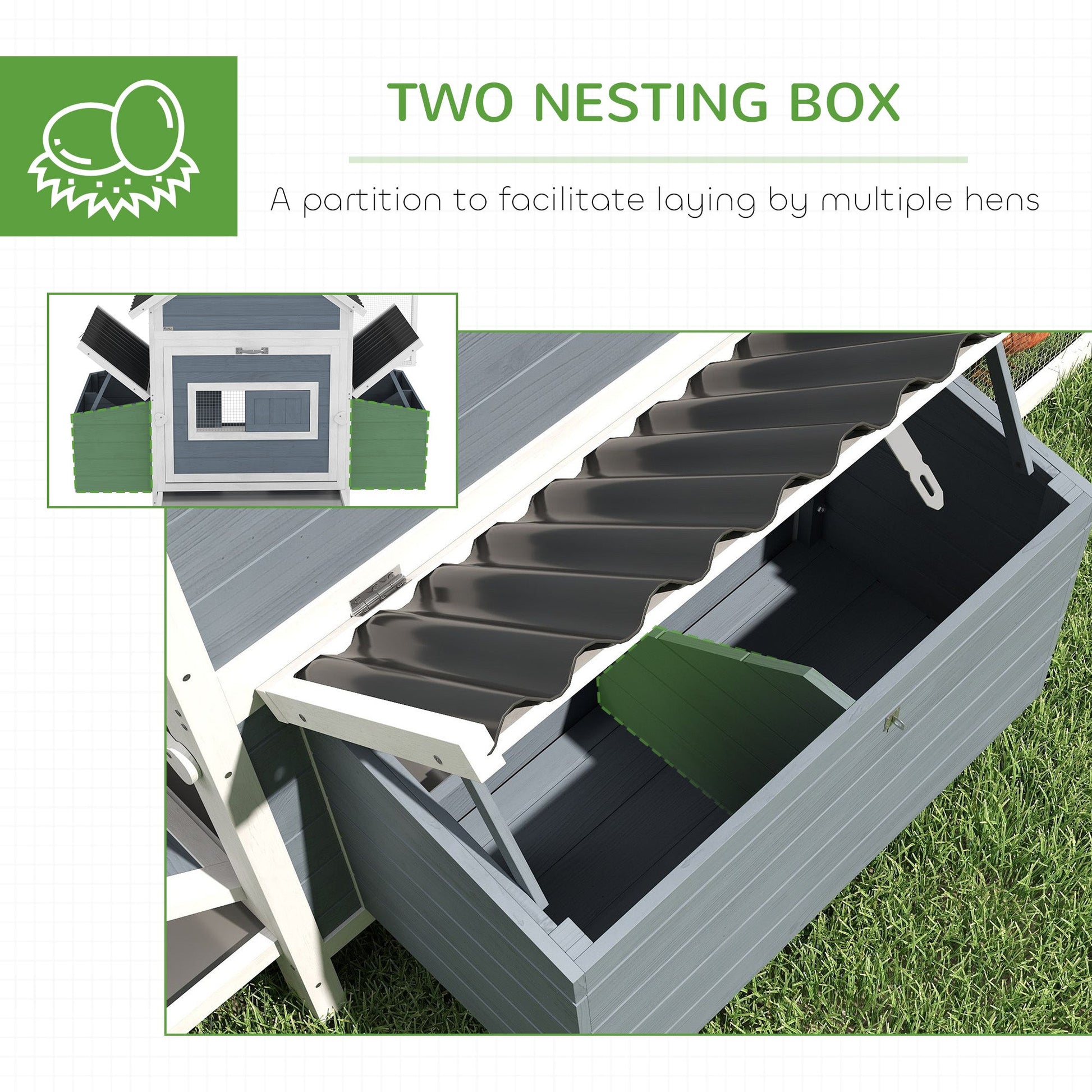 Extra Large Wooden Chicken Coop with Run and 2 Nesting Boxes | Outdoor Backyard Hen House with Waterproof Roof CJ