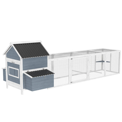 Extra Large Wooden Chicken Coop with Run and 2 Nesting Boxes | Outdoor Backyard Hen House with Waterproof Roof CJ
