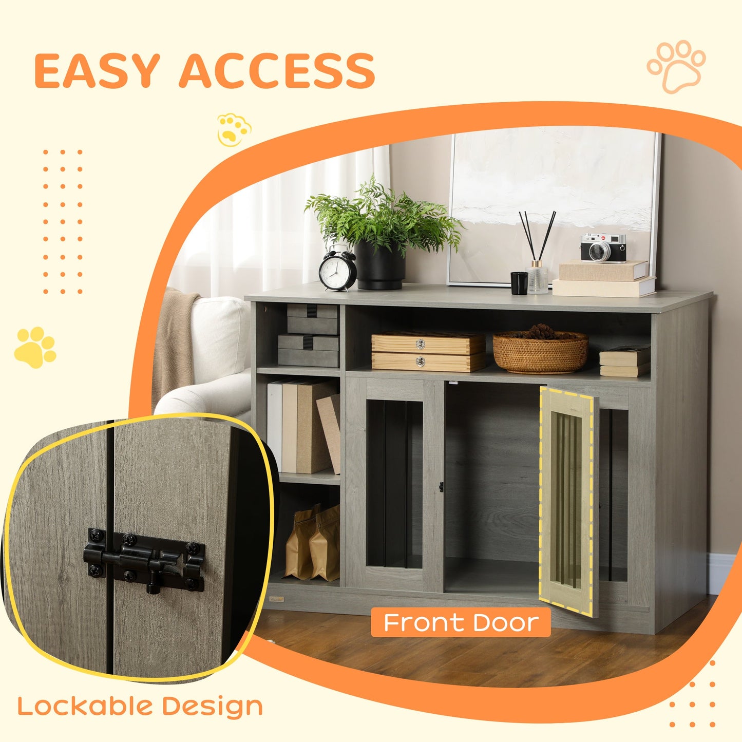 Dog Crate Furniture with Storage – Modern Wooden Dog Kennel End Table CJ