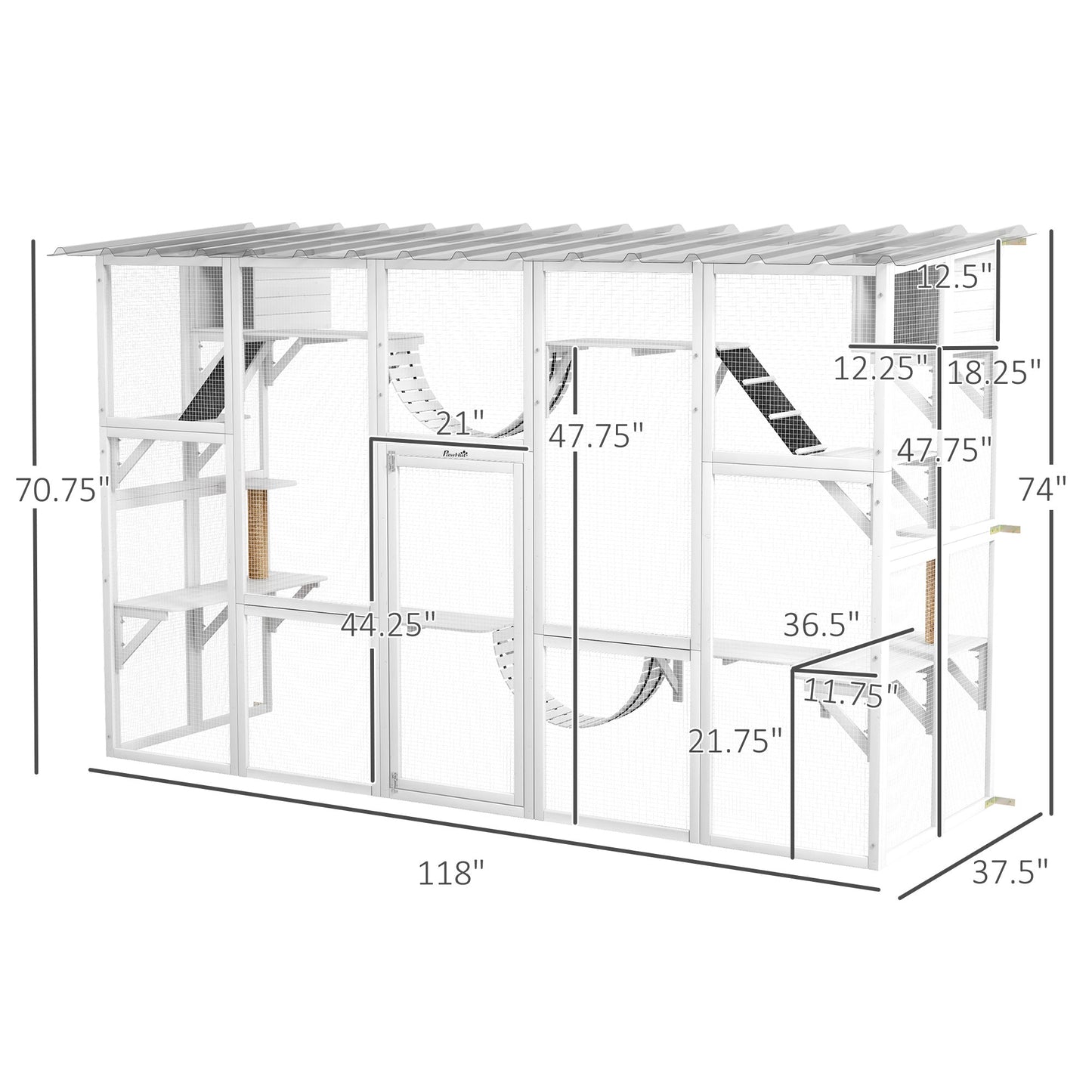 Large Cat Window Box Catio with Shelves and Bridges – Outdoor Cat Enclosure for Multiple Cats CJ