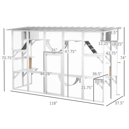 Large Cat Window Box Catio with Shelves and Bridges – Outdoor Cat Enclosure for Multiple Cats CJ