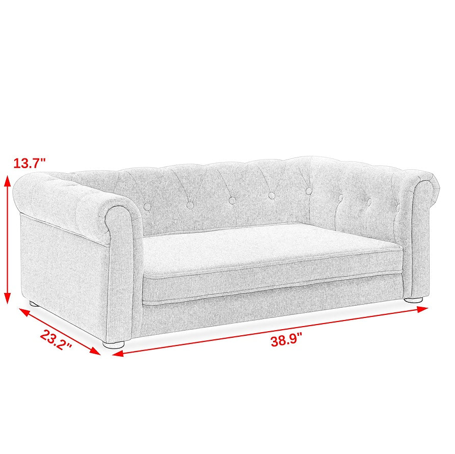 Dark Gray Rectangular Dog Sofa – Raised Large Dog Pet Couch CJ