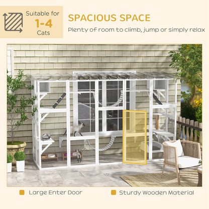 Large Cat Window Box Catio with Shelves and Bridges – Outdoor Cat Enclosure for Multiple Cats CJ