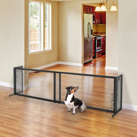 Richell Large Freestanding Metal Mesh Pet Gate in Antique Bronze Dogtra