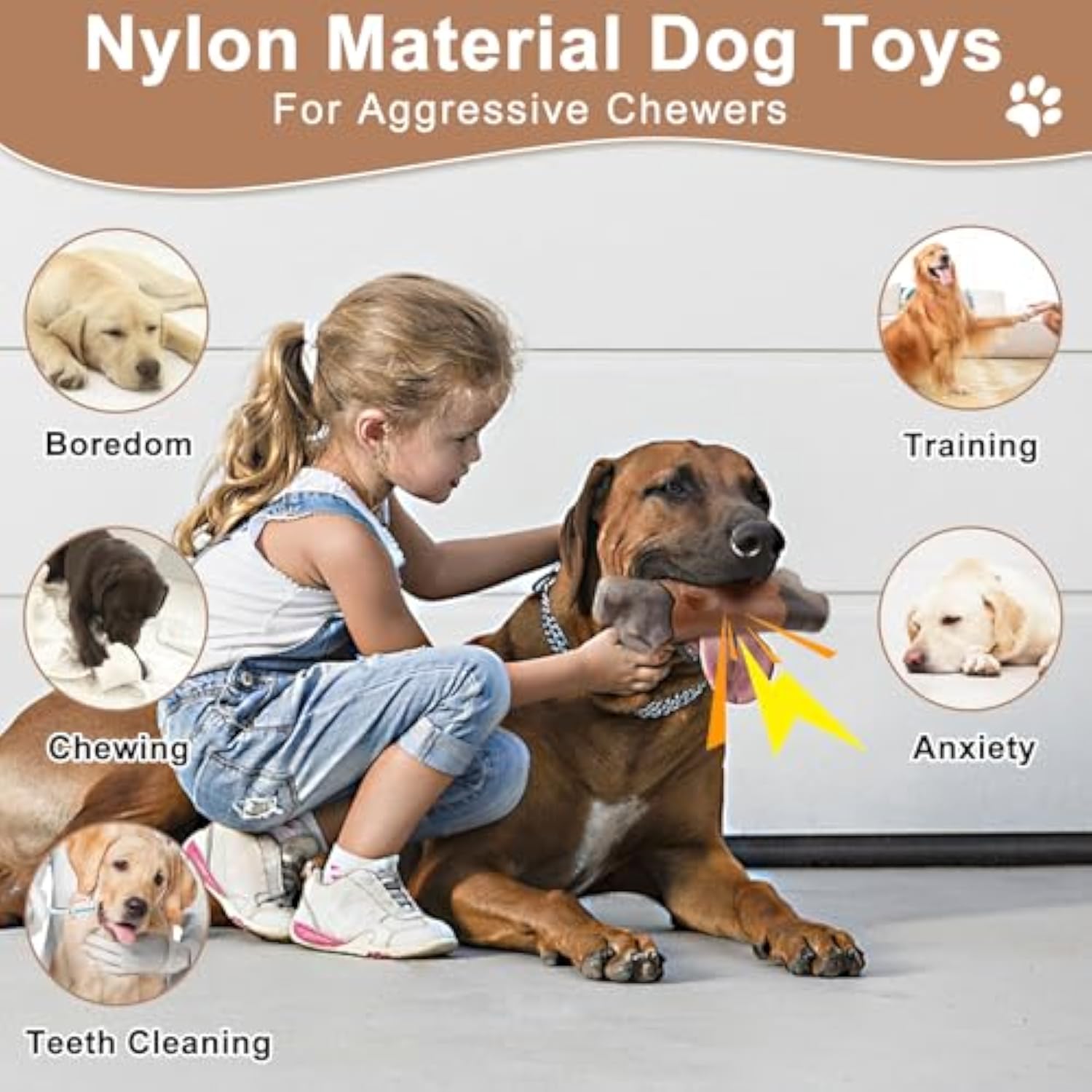 Tough Dog Toy for Aggressive Chewers – Indestructible Nylon Chew Toy with Bacon Flavor CJ