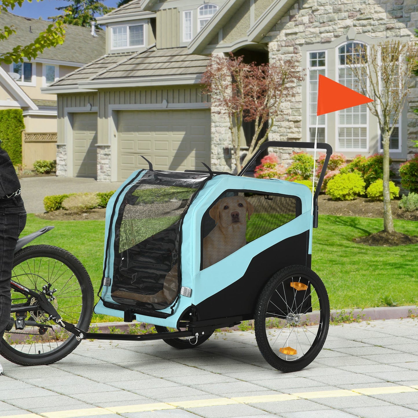 2-in-1 Dog Bike Trailer and Pet Stroller – Large Dog Carrier with Hitch, Weather Cover and Storage CJ