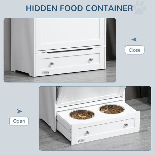 Pet Feeder Station Cabinet with Storage – Raised Dog Bowl Furniture and Food Storage Organizer CJ