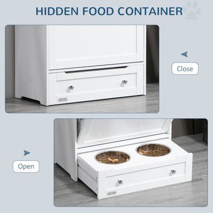 Pet Feeder Station Cabinet with Storage – Raised Dog Bowl Furniture and Food Storage Organizer CJ
