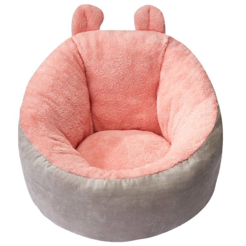 Luxury Calming Pet Bed for Dogs & Cats | Ultra-Soft Plush Donut Bed with Supportive Bolster CJ