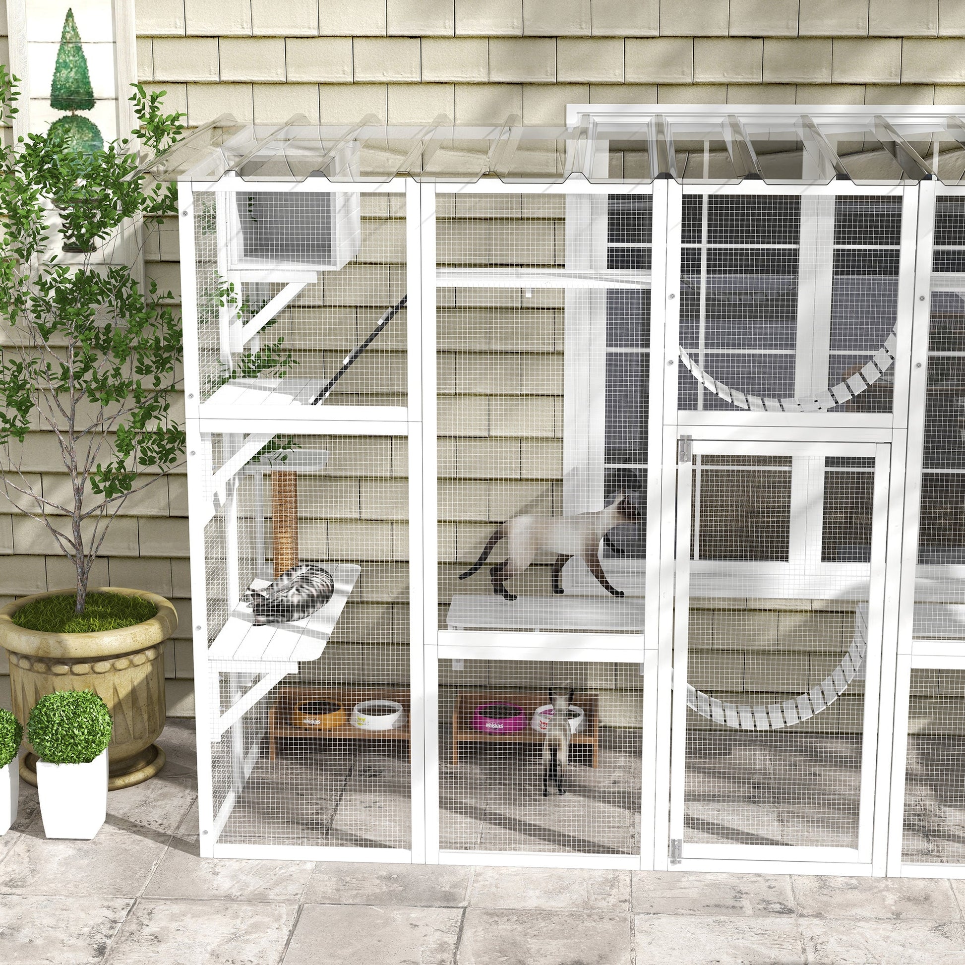 Large Cat Window Box Catio with Shelves and Bridges – Outdoor Cat Enclosure for Multiple Cats CJ