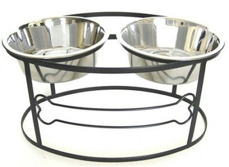 Bone Raised Double Dog Bowl - Small/Black PetSafe