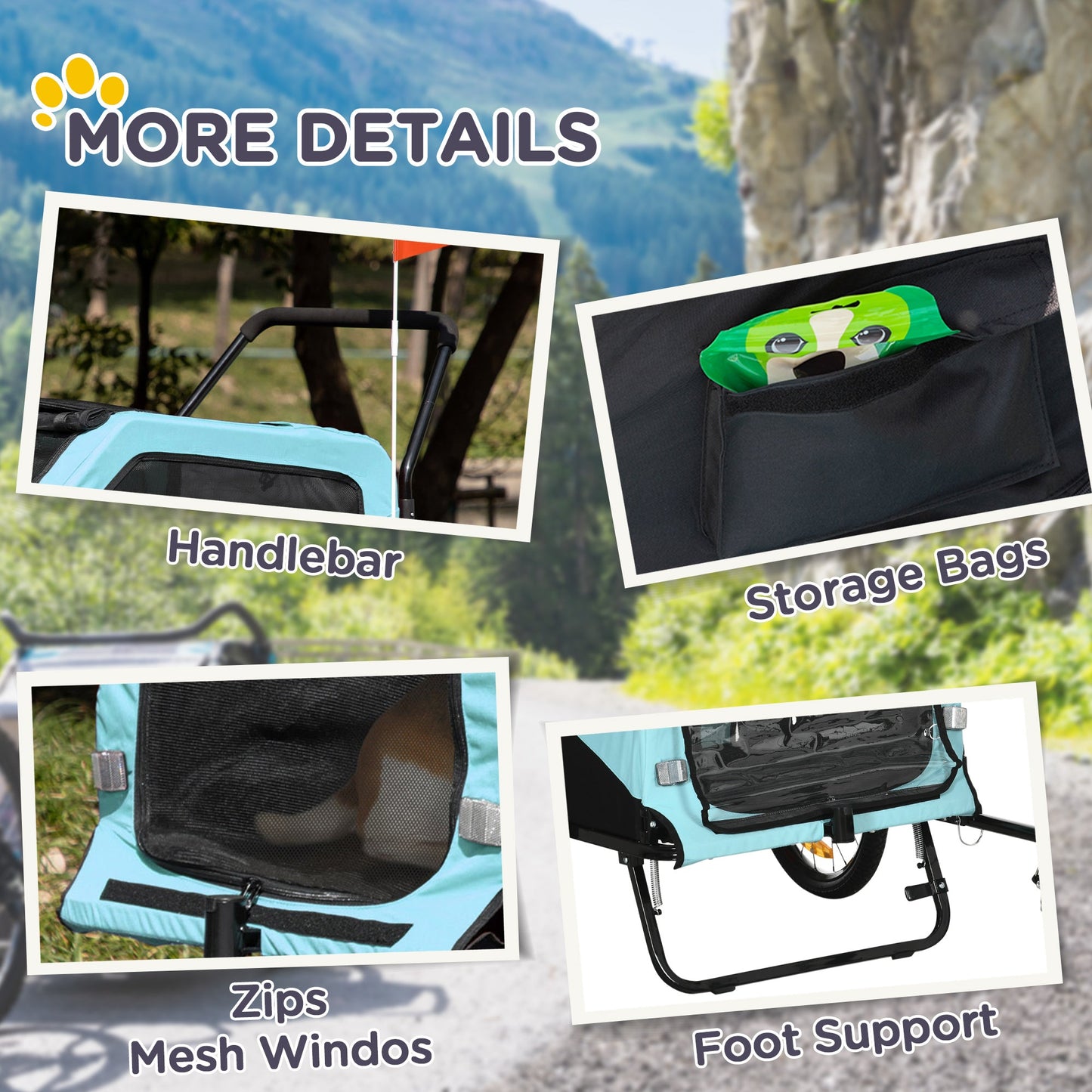 2-in-1 Dog Bike Trailer and Pet Stroller – Large Dog Carrier with Hitch, Weather Cover and Storage CJ