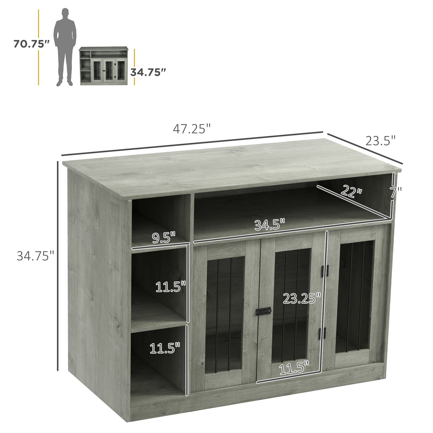 Dog Crate Furniture with Storage – Modern Wooden Dog Kennel End Table CJ