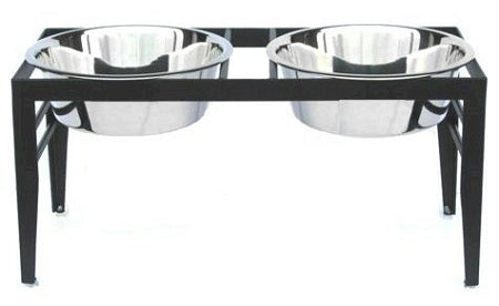 Chariot Double Elevated Dog Bowl - Large/Black PetsStop
